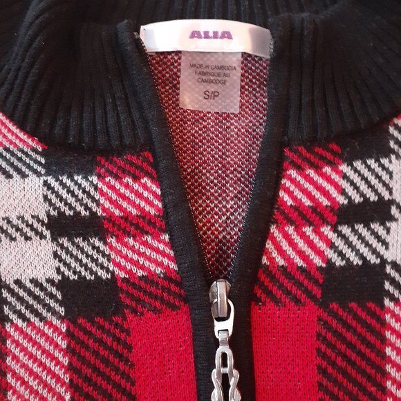 Alia Red, Black and Grey, Sweater Jacket Size Small - Picture 3 of 5